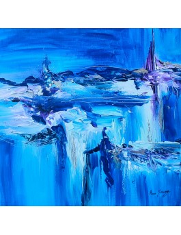 petit tableau abstrait bleu