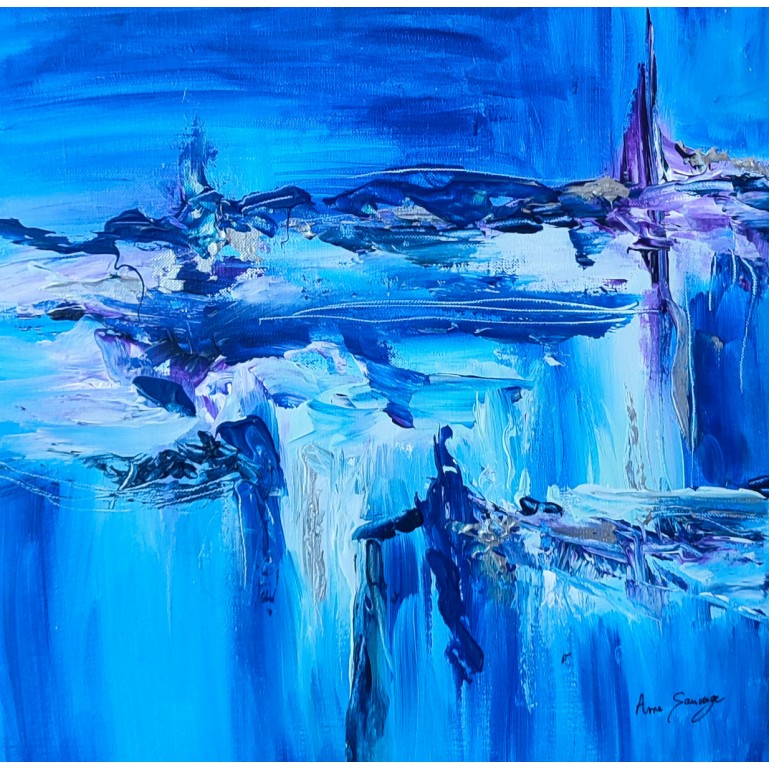 petit tableau abstrait bleu