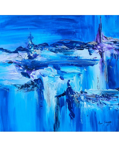 petit tableau abstrait bleu