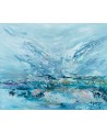 petit tableau abstrait bleu au couteau à peindre