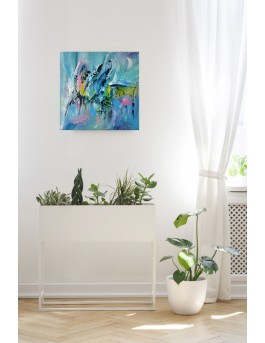 tableau moderne bleu et vert d'eau