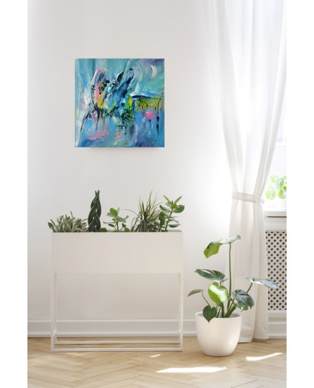 tableau moderne bleu et vert d'eau