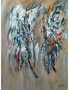 tableau abstrait beige
