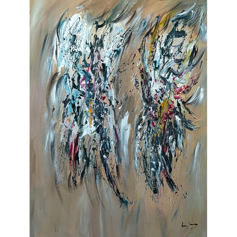 tableau abstrait beige