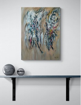tableau abstrait marron beige