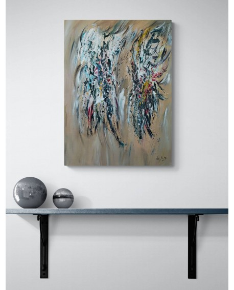 tableau abstrait marron beige
