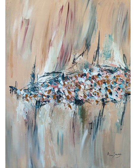 tableau abstrait beige texturé