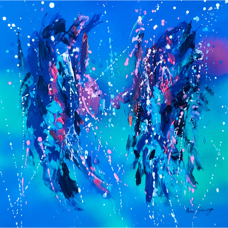 tableau abstrait contemporain bleu