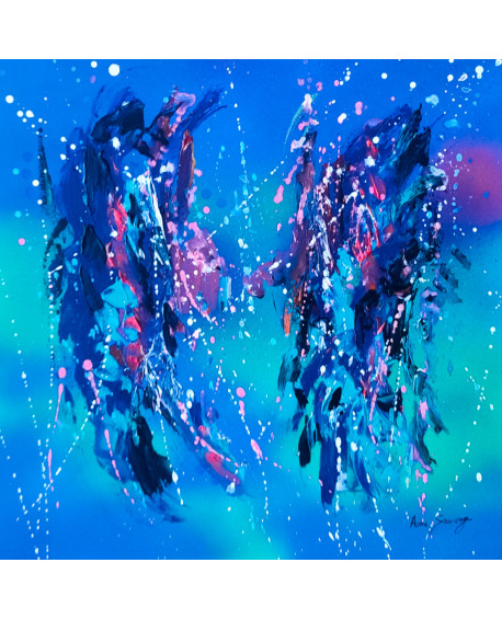 tableau abstrait contemporain bleu