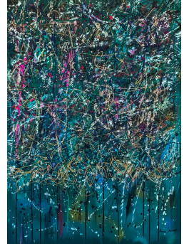 grand tableau abstrait vert expressionniste abstrait