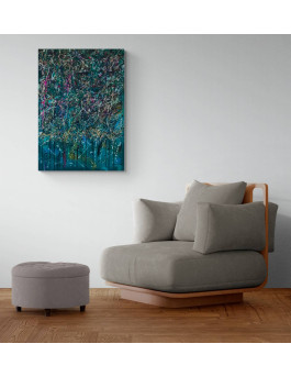 grand tableau abstrait moderne vert