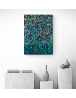 grand tableau abstrait vertical façon Pollock