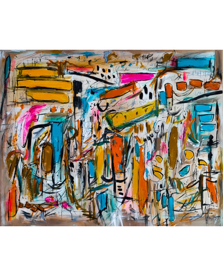 grand tableau abstrait coloré