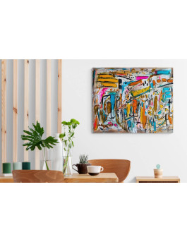 grand tableau abstrait moderne et coloré