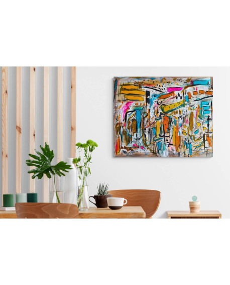 grand tableau abstrait moderne et coloré