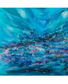 grand tableau abstrait bleu
