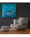 grand tableau abstrait bleu