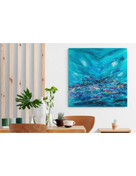 grand tableau bleu abstrait