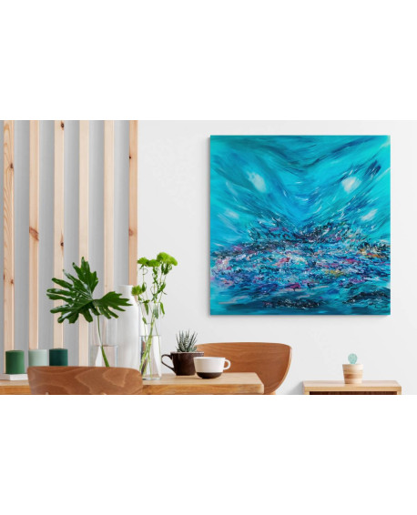 grand tableau bleu abstrait