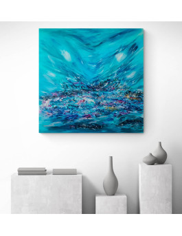 grand tableau contemporain bleu