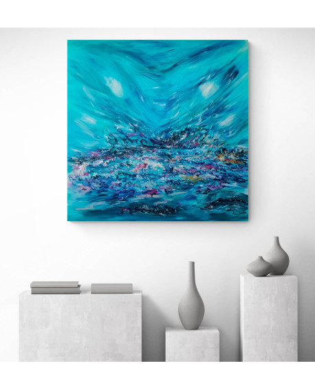 grand tableau contemporain bleu