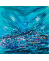 grand tableau abstrait bleu