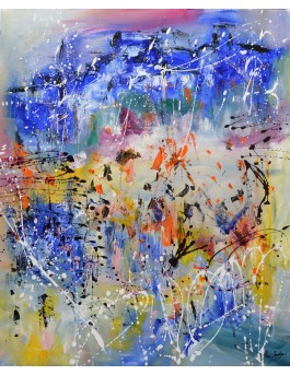 Curieux spectateurs - tableau vertical bleu