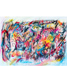 grand tableau abstrait multicolore