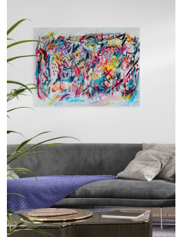 grand tableau abstrait multicolore xxl