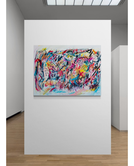 grand tableau abstrait original coloré