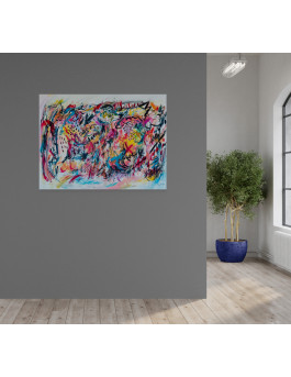grand tableau abstrait multicolore coloré et moderne