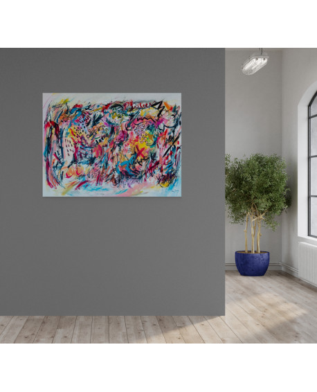 grand tableau abstrait multicolore coloré et moderne