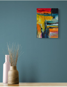 tableau abstrait coloré au couteau