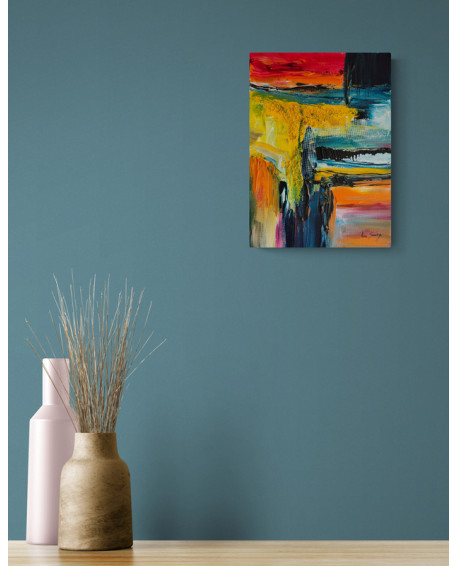 tableau abstrait coloré au couteau