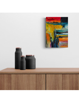 tableau abstrait coloré au couteau