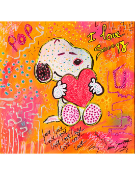tableau snoopy coeur pop art