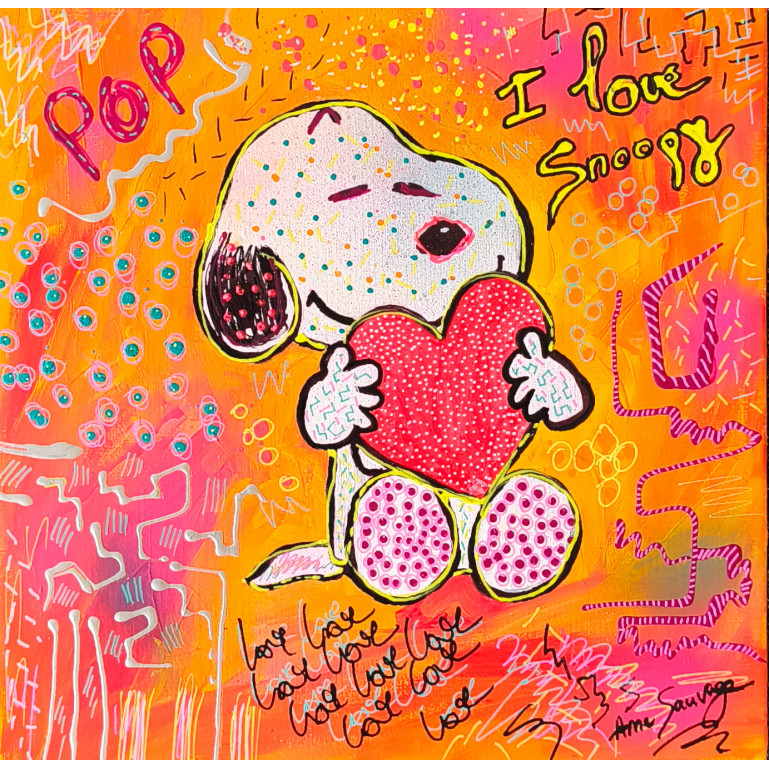 tableau snoopy coeur pop art