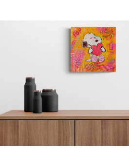 tableau snoopy pop art coeur amour