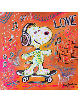tableau snoopy skateur