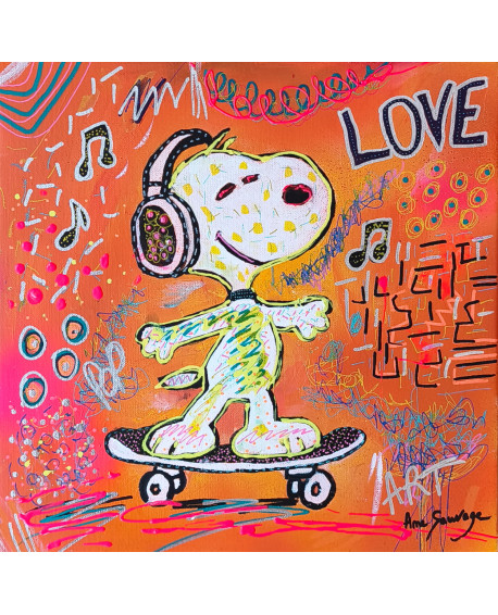 tableau snoopy skateur