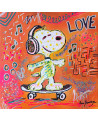 tableau snoopy skateur