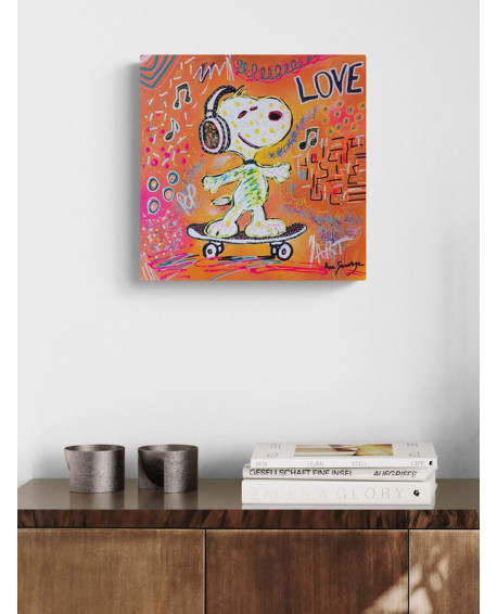 tableau pop art snoopy skateboard