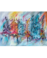 grand tableau abstrait multicolore