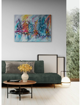 grand tableau abstrait coloré