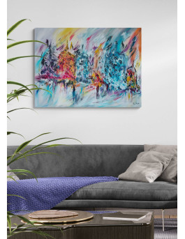 grand tableau coloré abstrait