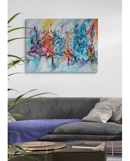grand tableau coloré abstrait