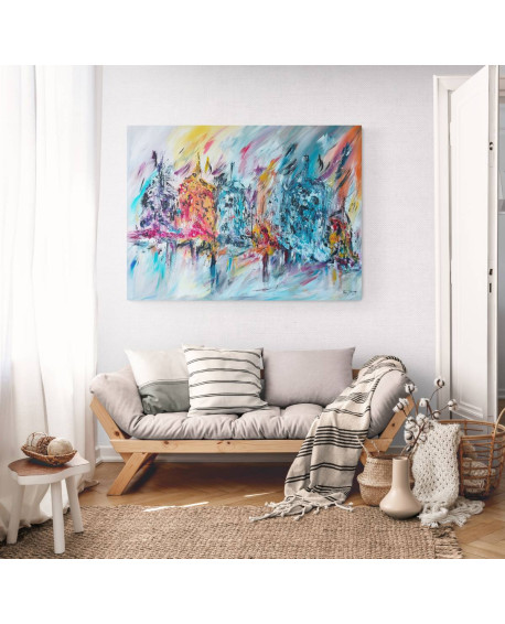 grand tableau multicolore moderne