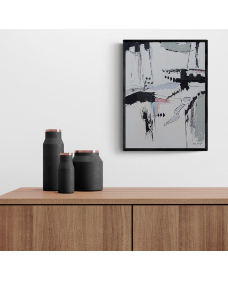 tableau minimaliste noir blanc gris