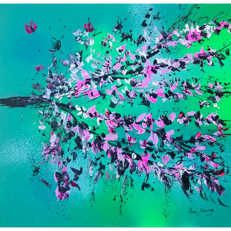 tableau abstrait floral