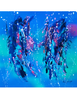 tableau abstrait contemporain bleu